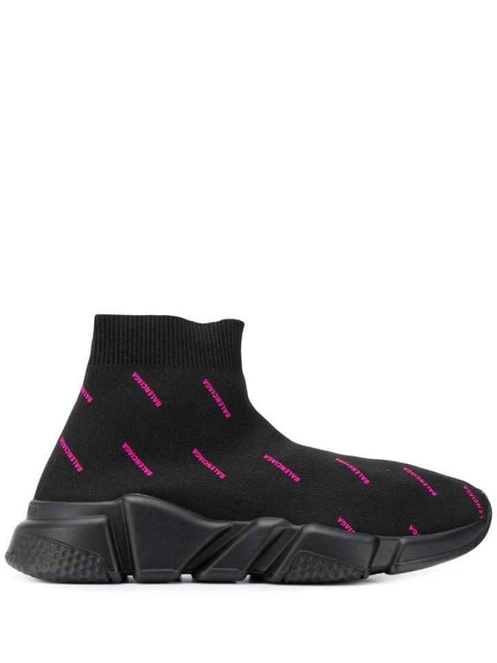 Balenciaga Speed Logo Knitted Sneakers - Black