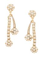 Oscar De La Renta Double Crystal Drop Earrings - Metallic