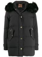 Liu Jo Faux Fur Trimmed Padded Coat - Black