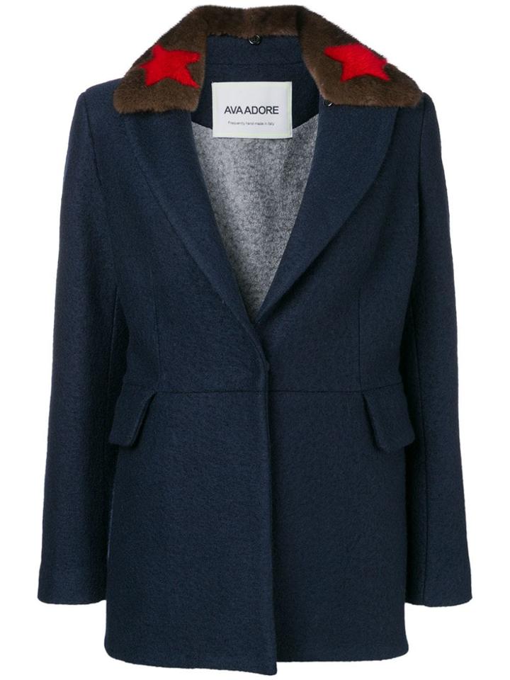 Ava Adore Fur Collar Coat - Blue