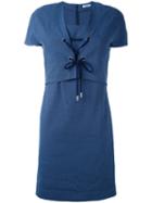 Cacharel - Lace-up Short Sleeve Dress - Women - Linen/flax/spandex/elastane/tencel - 38, Blue, Linen/flax/spandex/elastane/tencel