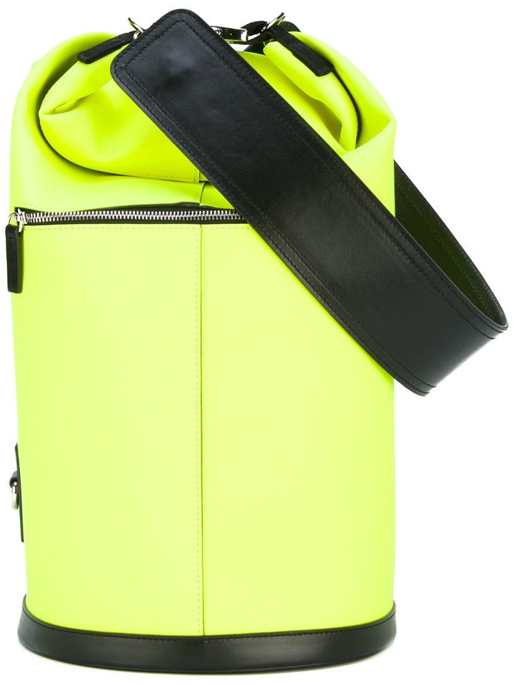 Msgm - Neon Bucket Bag - Women - Cotton/calf Leather/polyester/polyurethane - One Size, Yellow/orange, Cotton/calf Leather/polyester/polyurethane