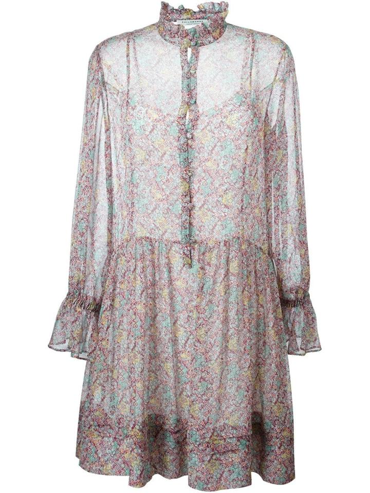 Philosophy Di Lorenzo Serafini Ruffle Collar Floral Print Dress - Red