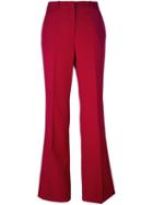 Roberto Cavalli Pleated Flared Trousers, Women's, Size: 42, Red, Cotton/viscose/virgin Wool