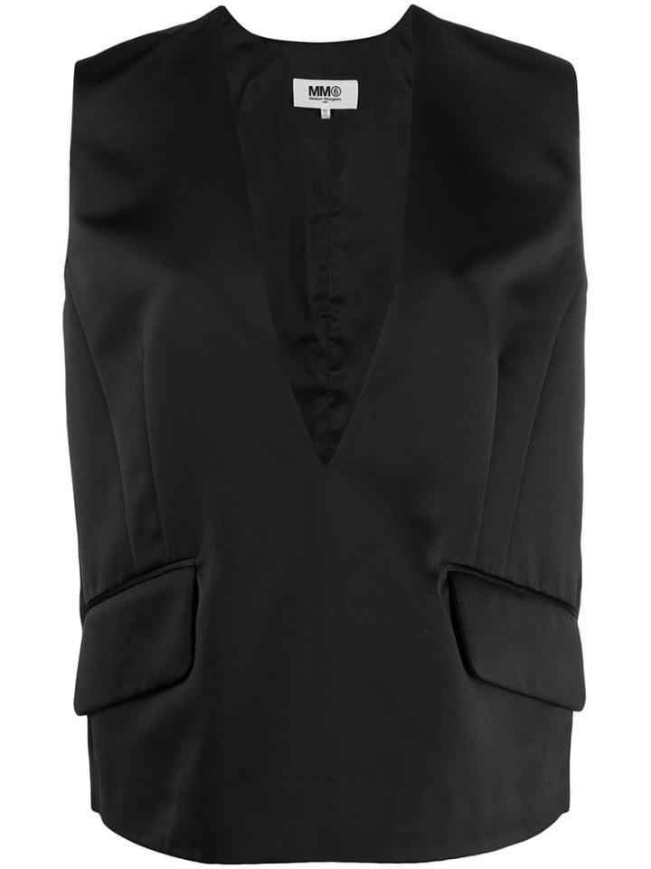 Mm6 Maison Margiela Boxy V-neck Gilet - Black