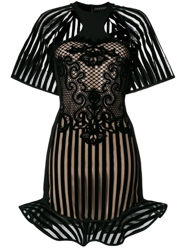 David Koma Cut Out Sheer Panel Dress - Black