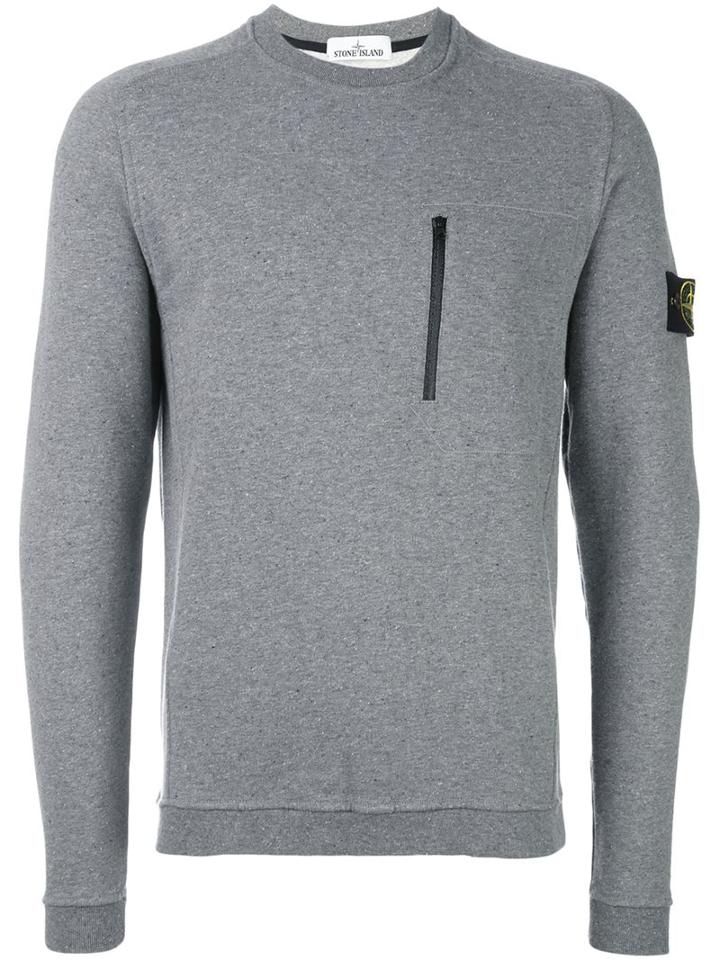 Stone Island Chest Zipped Pocket Sweatshirt, Men's, Size: Large, Grey, Cotton