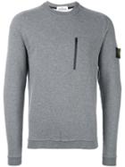 Stone Island Chest Zipped Pocket Sweatshirt, Men's, Size: Large, Grey, Cotton