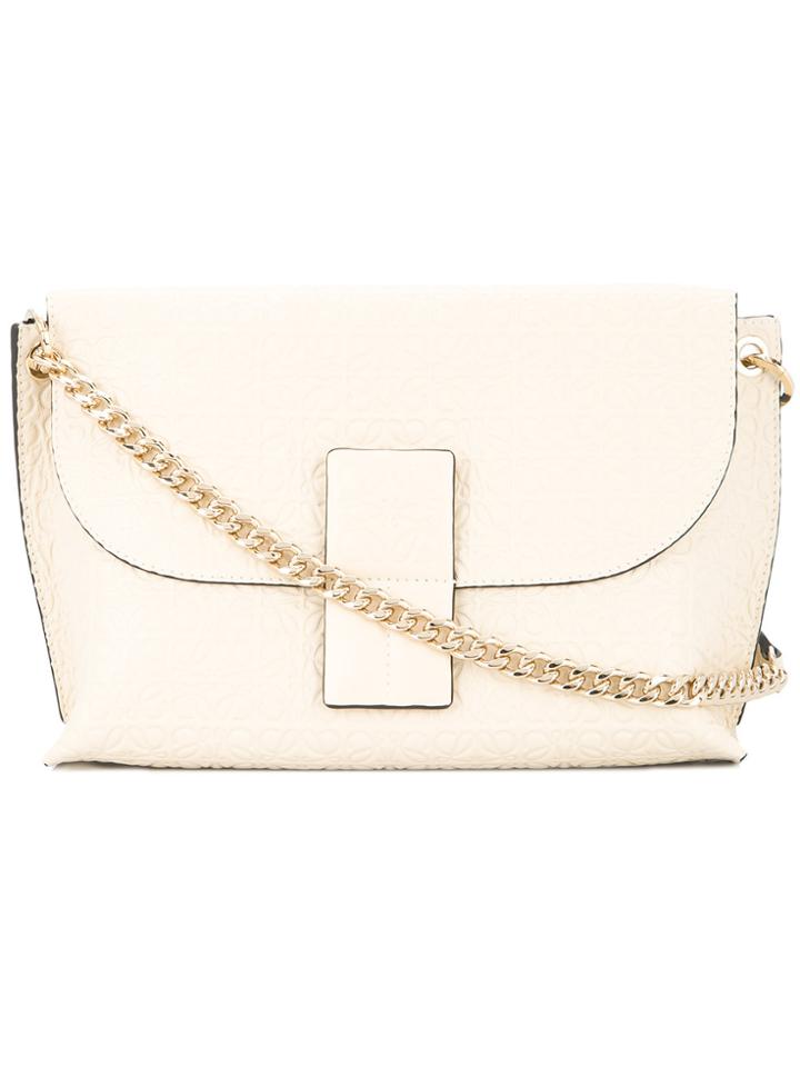 Loewe Avenue Embossed Shoulder Bag - Nude & Neutrals