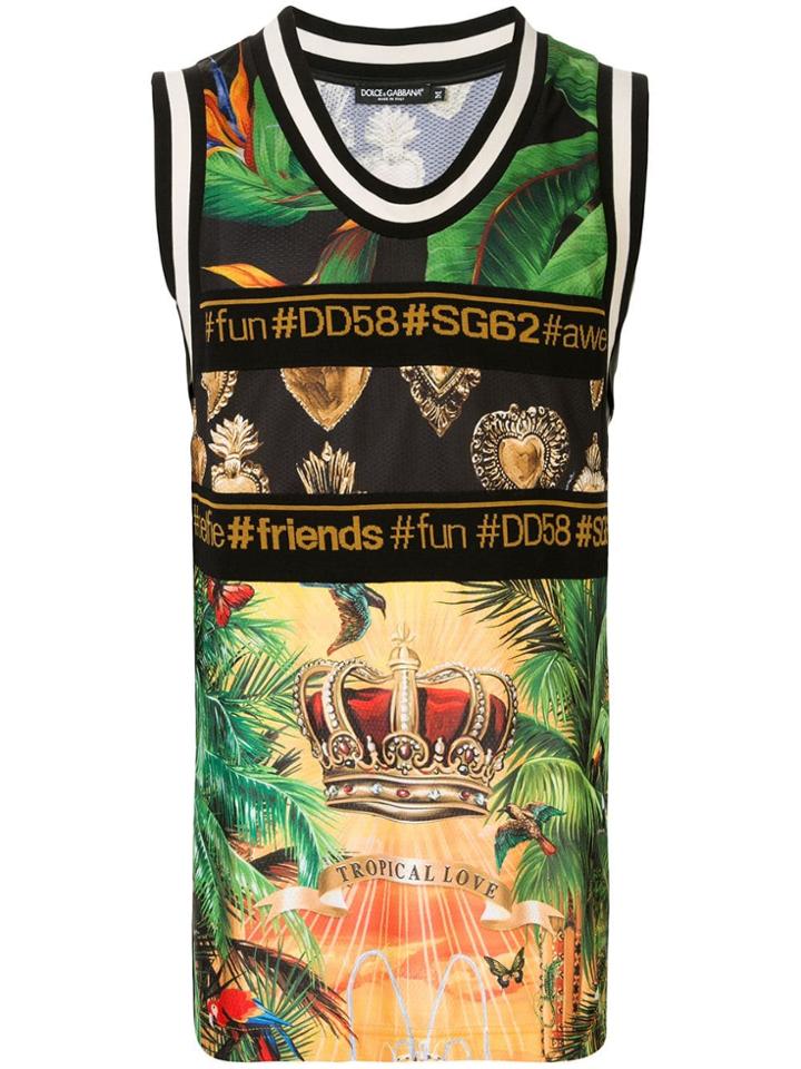 Dolce & Gabbana Tropical Dg King Print Tank Top - Black