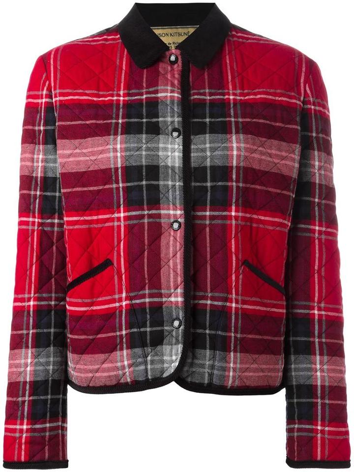Maison Kitsuné Checked Jacket, Women's, Size: Small, Red, Wool/viscose/polyester/polyester