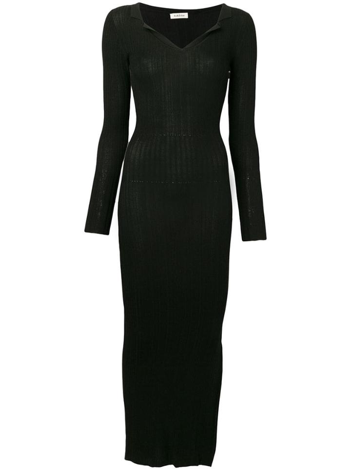 Toteme V-neck Ribbed Dress - Black