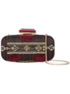 Oscar De La Renta Goa Embellished And Embroidered Clutch - Black
