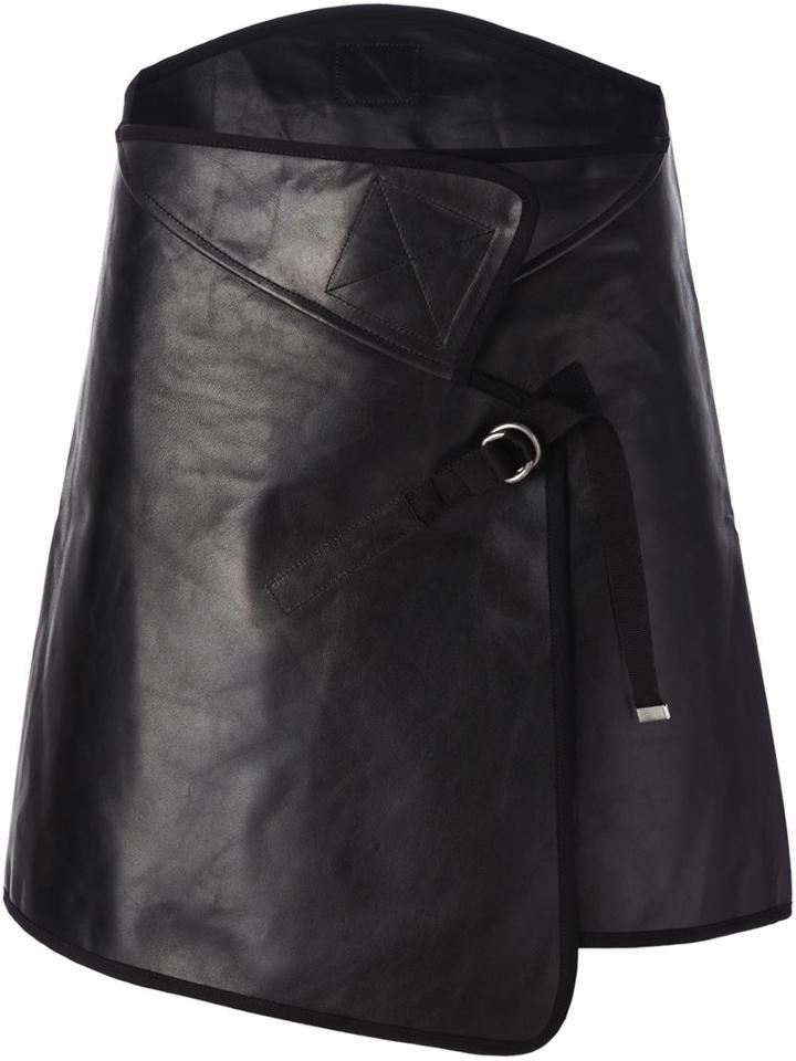Maison Margiela Asymmetric Wrap Skirt, Women's, Size: 40, Black, Calf Leather/cotton