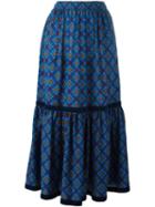 Yves Saint Laurent Vintage Argyle Print Peasant Skirt, Women's, Size: 38, Blue