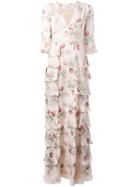 Vilshenko Ivy Floral Print Dress, Women's, Size: 10, Nude/neutrals, Silk