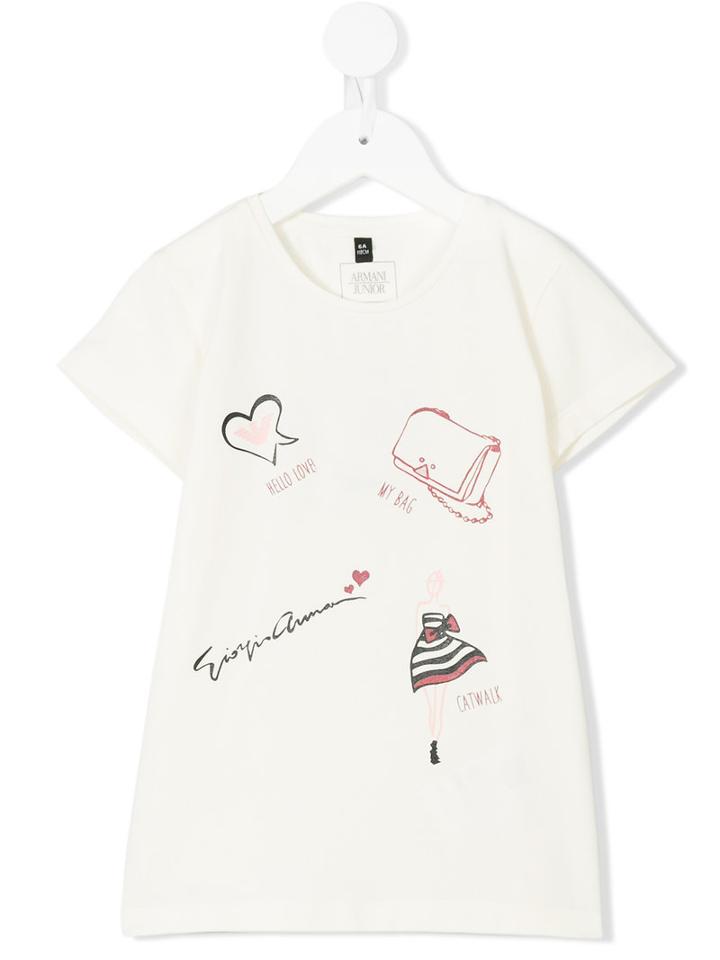 Armani Junior - Printed T-shirt - Kids - Cotton/spandex/elastane - 7 Yrs, White