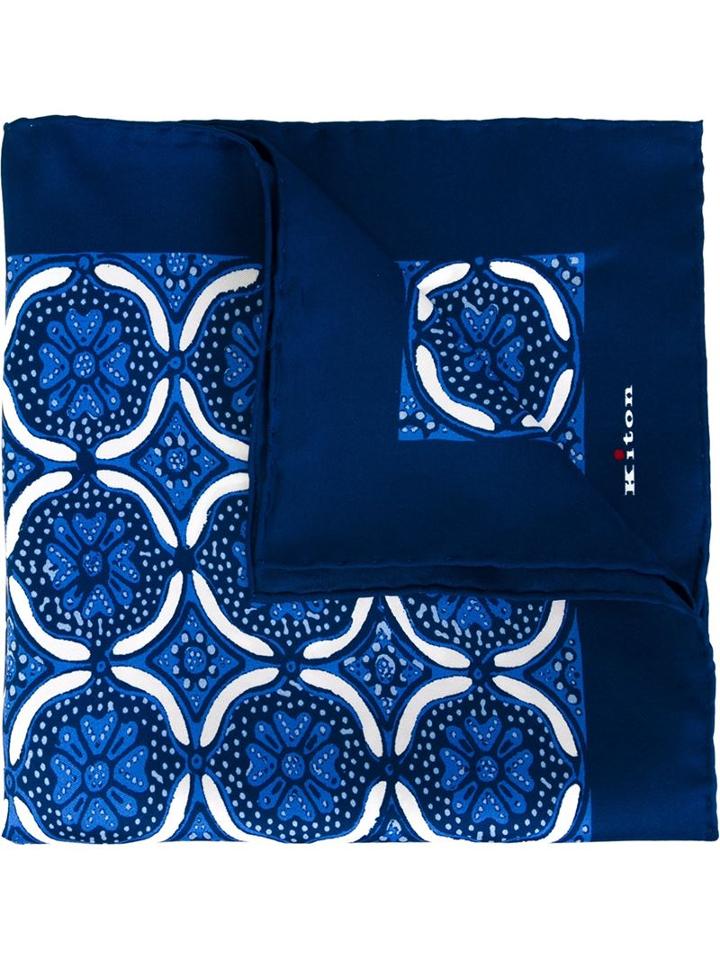 Kiton Flower Print Pocket Square