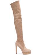 Casadei Over-the-knee Platform Boots - Nude & Neutrals