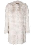 Liska Striped Mid-length Jacket - White