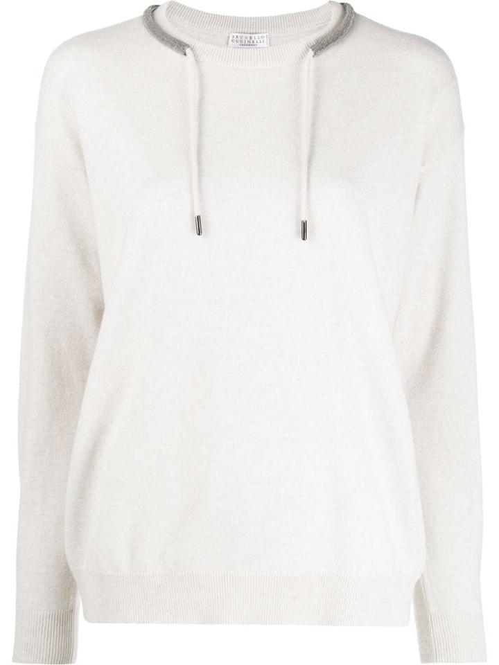 Brunello Cucinelli Drawstring Pullover Cardigan - Neutrals