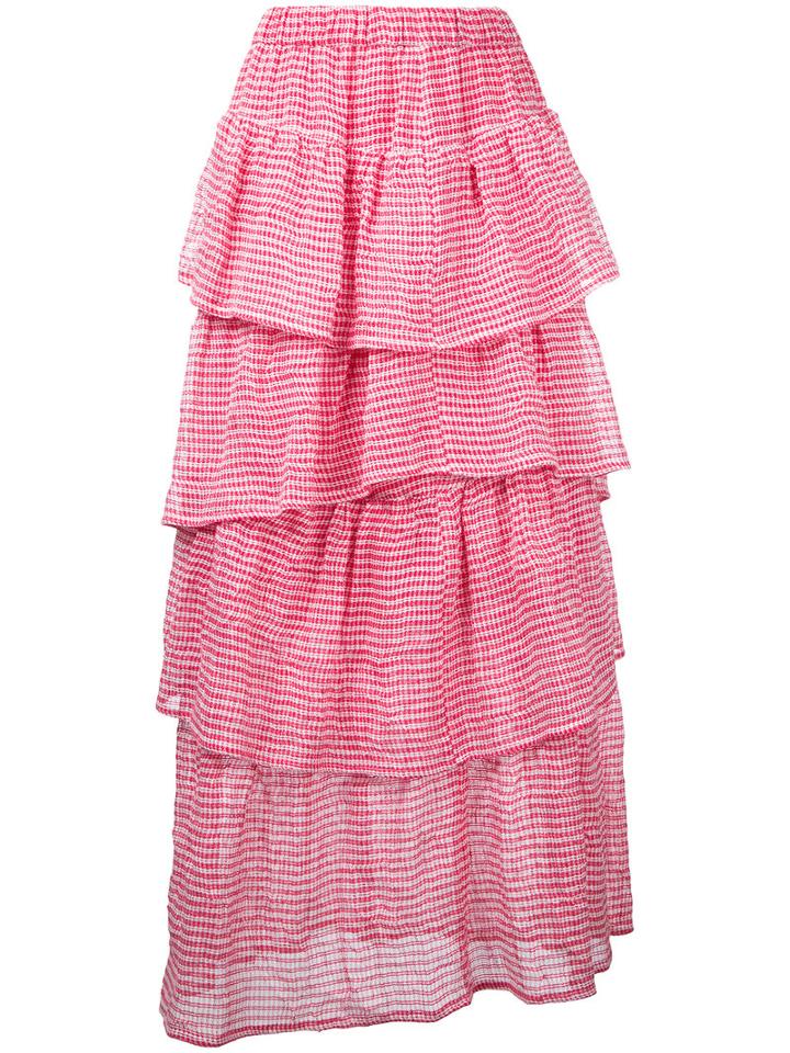 Tsumori Chisato - Layered Maxi Skirt - Women - Cotton/linen/flax - M, Women's, Red, Cotton/linen/flax
