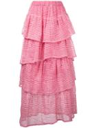 Tsumori Chisato - Layered Maxi Skirt - Women - Cotton/linen/flax - M, Women's, Red, Cotton/linen/flax