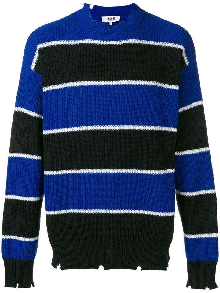 Msgm Striped Knit Sweater - Blue