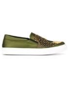 Christian Pellizzari Satin Embellished Slip-on Sneakers