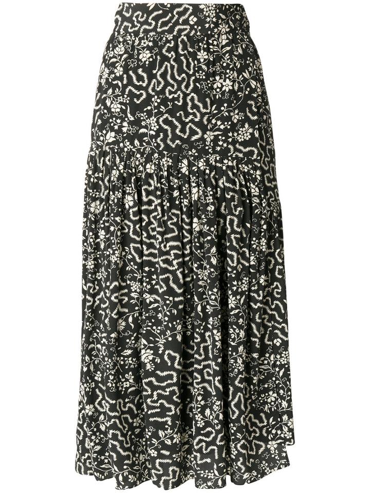 Isabel Marant - Grifol Printed Skirt - Women - Silk/spandex/elastane - 38, Black, Silk/spandex/elastane