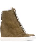 Casadei Concealed Wedge Sneakers, Women's, Size: 36, Green, Suede/leather/rubber