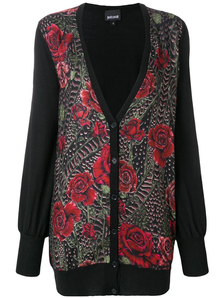 Just Cavalli Floral Print Cardigan - Black