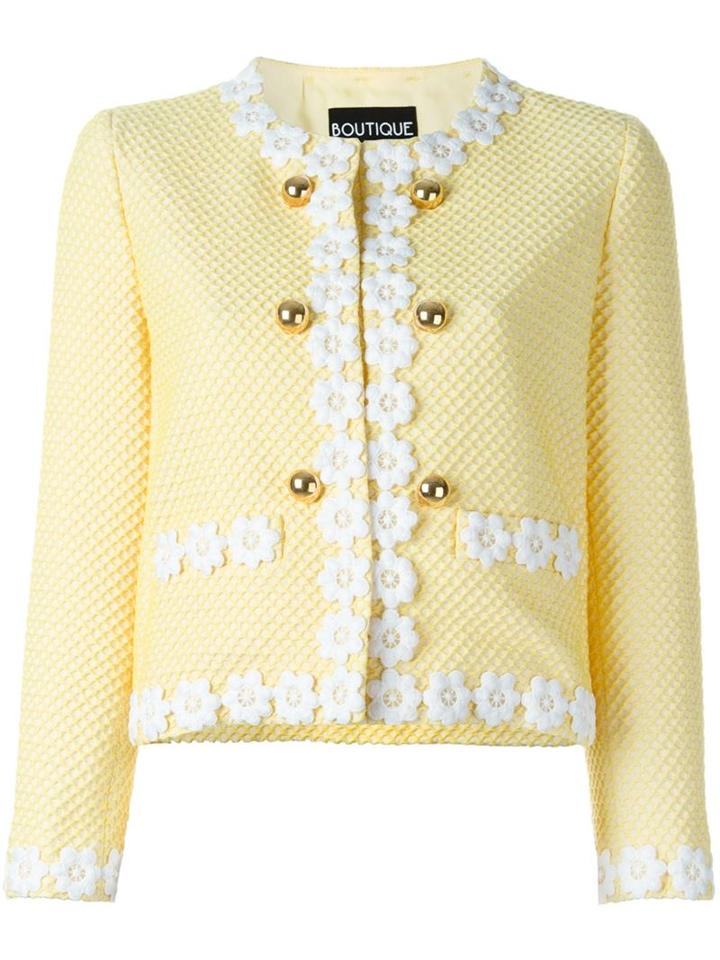 Boutique Moschino Waffle Textured Jacket, Women's, Size: 40, Yellow/orange, Cotton/acrylic/polyamide/other Fibres