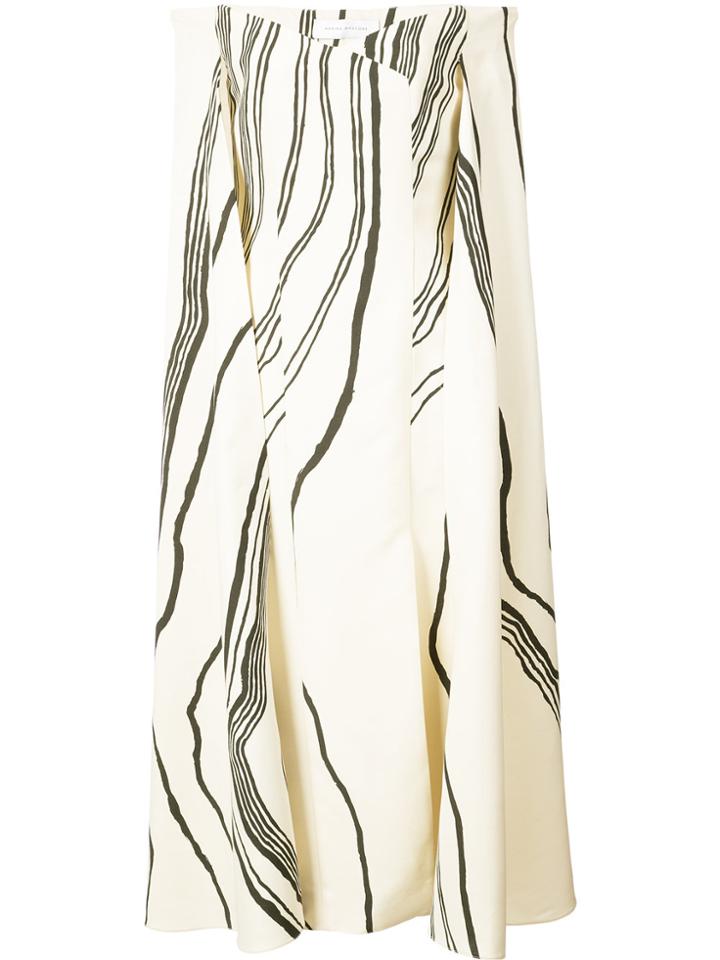 Marina Moscone Marble Stripe Off The Shoulder Cape Dress - White