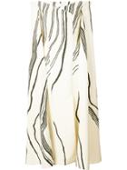 Marina Moscone Marble Stripe Off The Shoulder Cape Dress - White