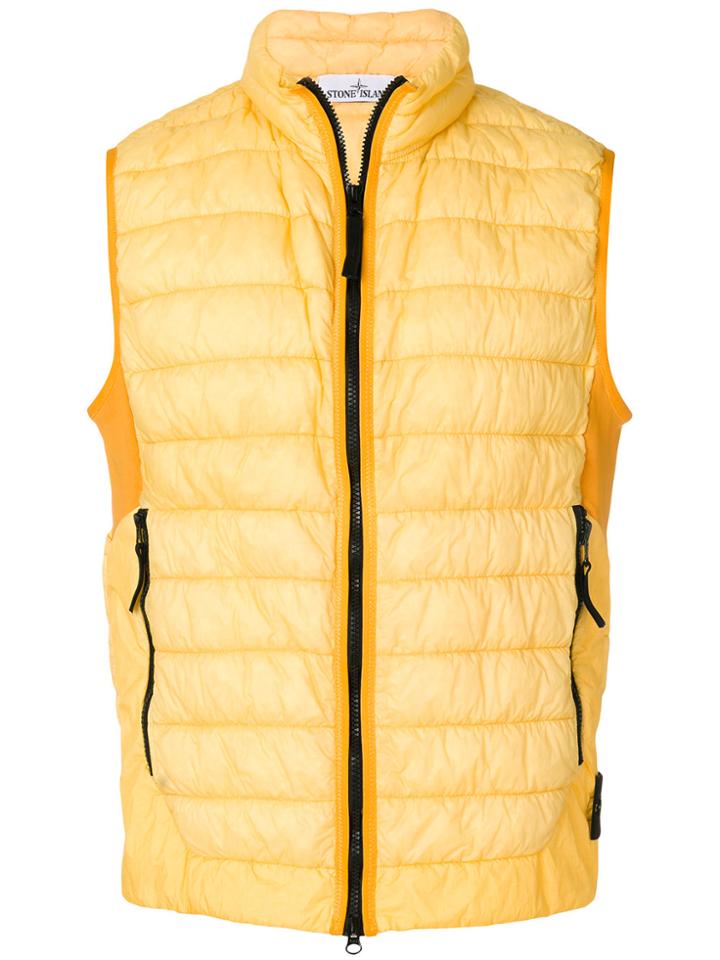 Stone Island Zipped Padded Gilet - Yellow & Orange