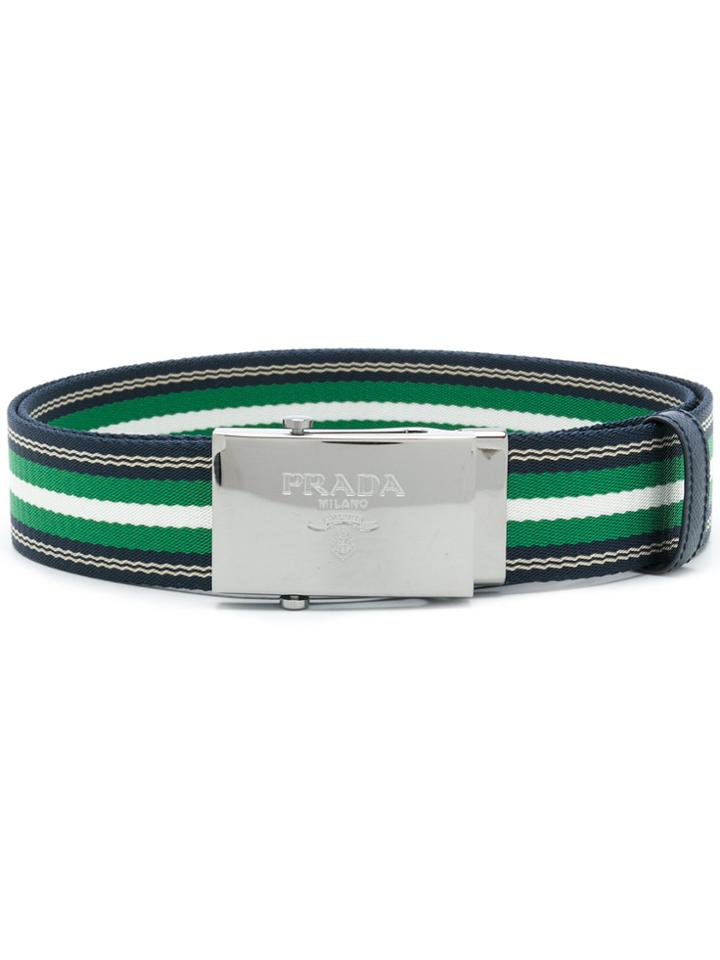 Prada Striped Woven Belt - Blue