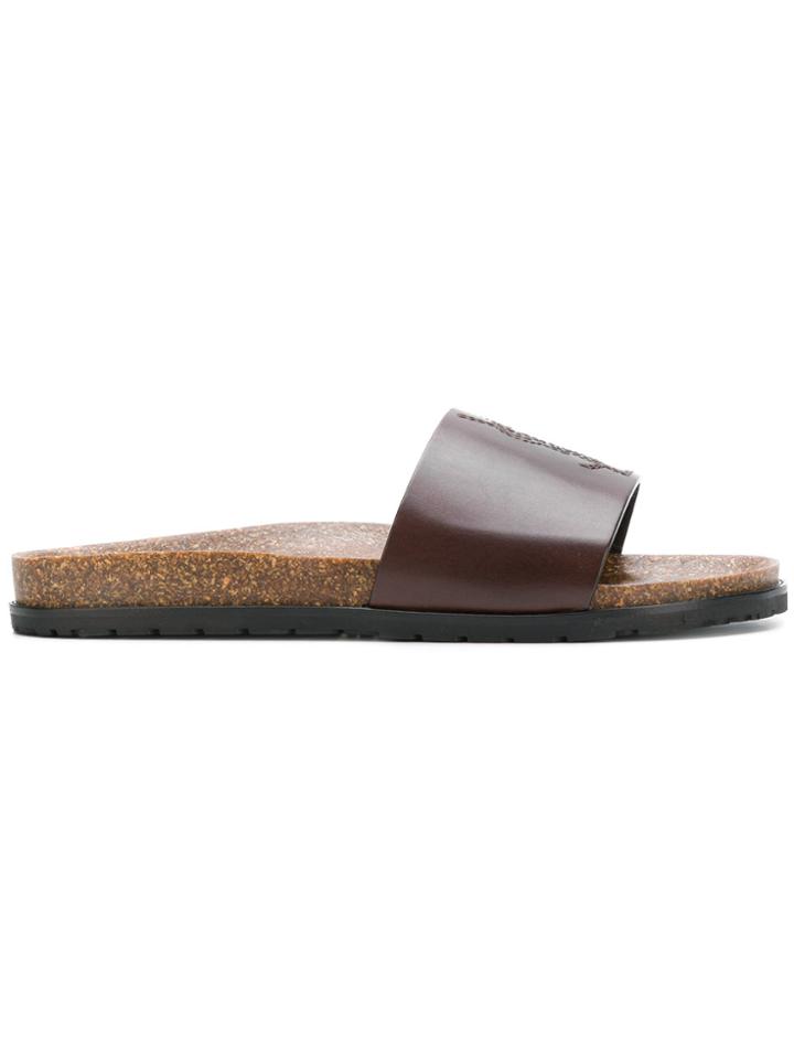 Saint Laurent Jimmy Logo Slides - Brown