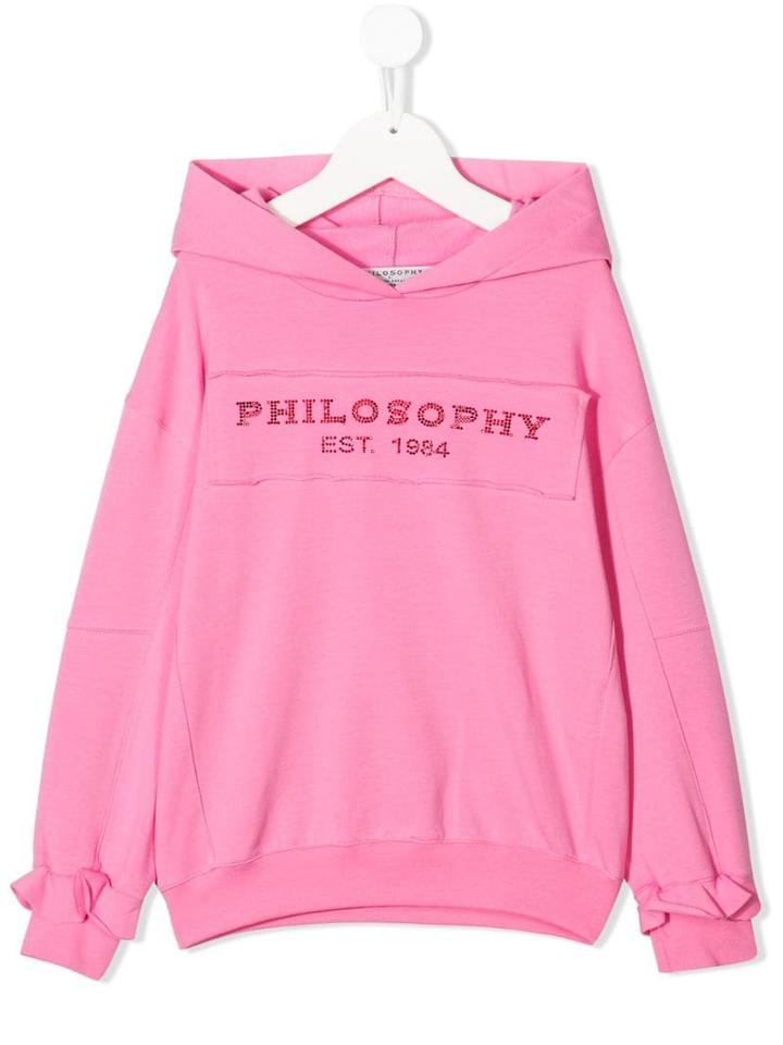 Philosophy Di Lorenzo Serafini Kids Embellished Logo Hoodie - Pink