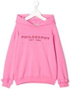Philosophy Di Lorenzo Serafini Kids Embellished Logo Hoodie - Pink
