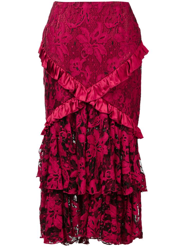 Romance Was Born 'crimson Magnolia' Skirt - Red
