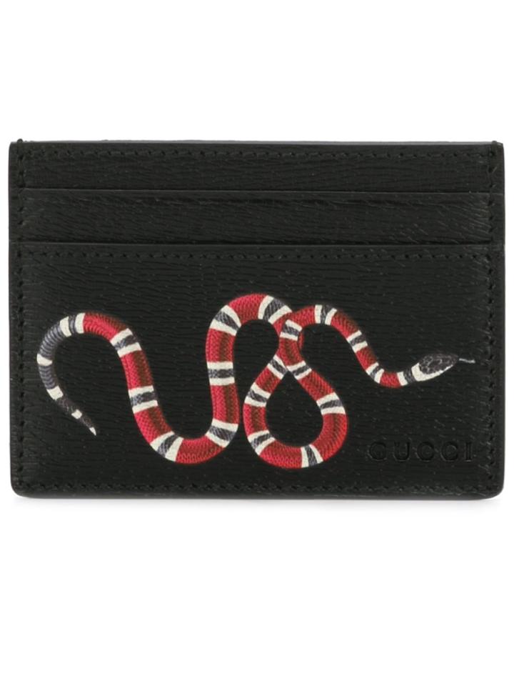 Gucci Snake Print Cardholder - Black