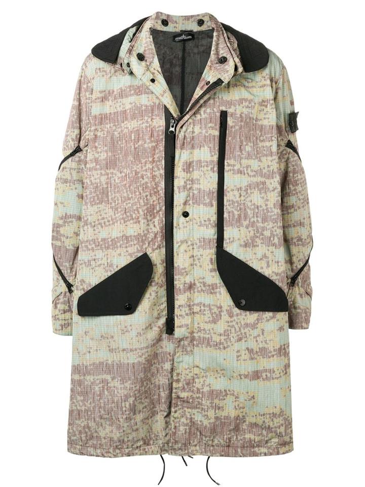 Stone Island Shadow Project Printed Hooded Parka Coat - Green