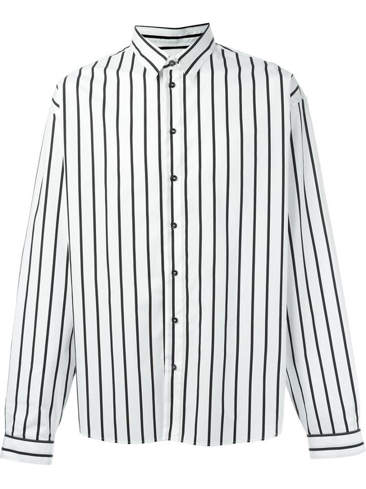 Dolce & Gabbana Striped Shirt, Men's, Size: 43, White, Cotton