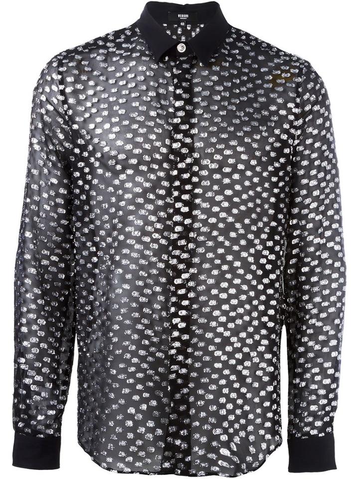 Versus Printed Shirt, Men's, Size: 46, Black, Silk/polyester