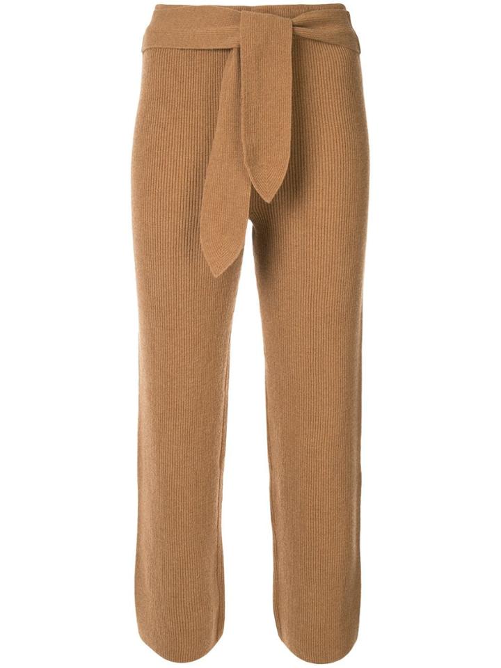 Nanushka Belted Ribbed Knit Trousers - Brown