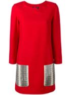 Salvatore Ferragamo - Contrast Pocket Dress - Women - Virgin Wool - 44, Women's, Red, Virgin Wool
