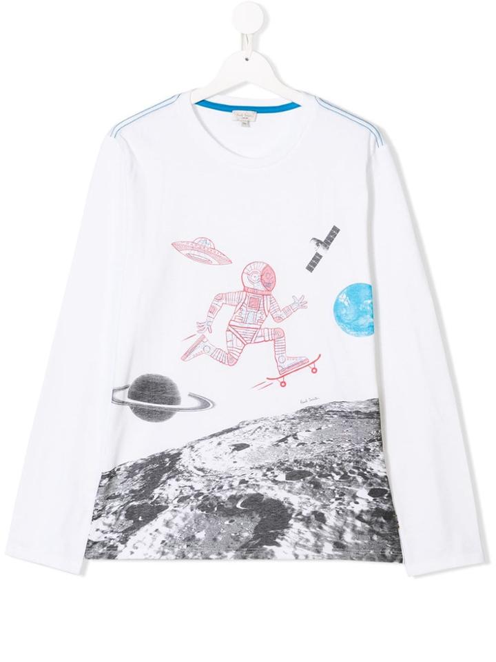 Paul Smith Junior Teen Spaceskater Print T-shirt - White