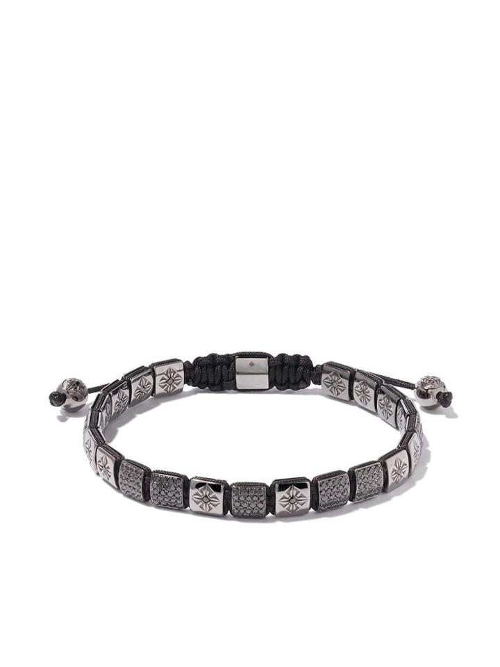 Shamballa Jewels 18kt White Gold & Black Diamond Lock Bracelet