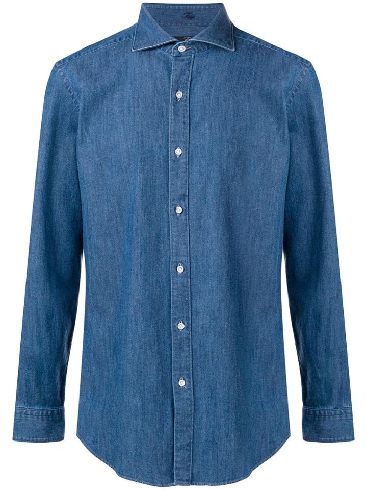 Fay Denim Button Shirt - Blue
